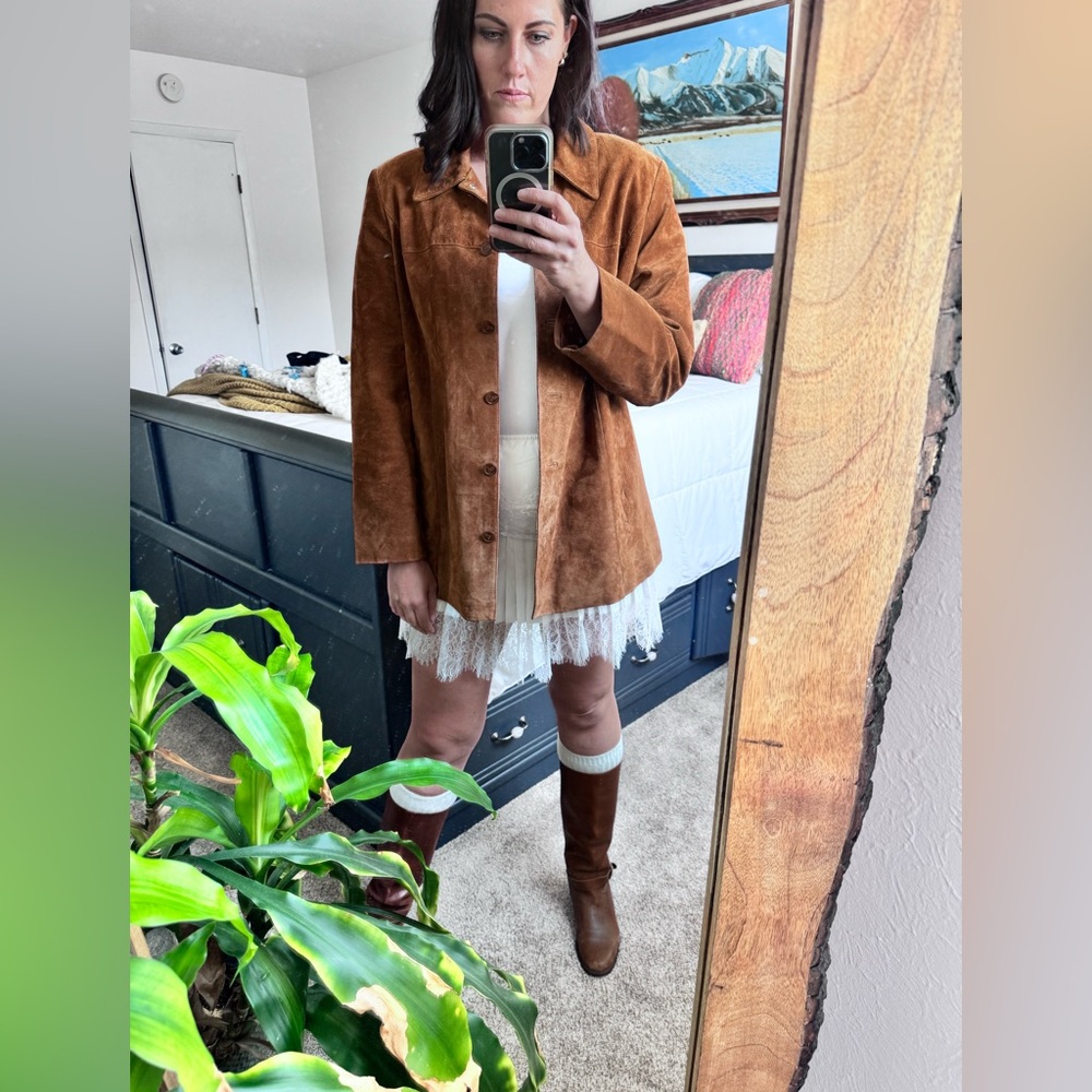 Style & Co Collection 100% Leather Brown Suede Woman’s Jacket, Size 18W